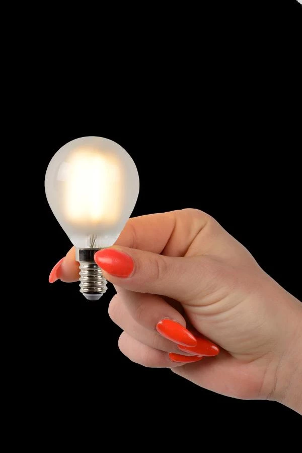 Lucide P45 - Filament bulb - Ø 4,5 cm - LED Dim. - E14 - 1x4W 2700K - frosted - ambiance 1